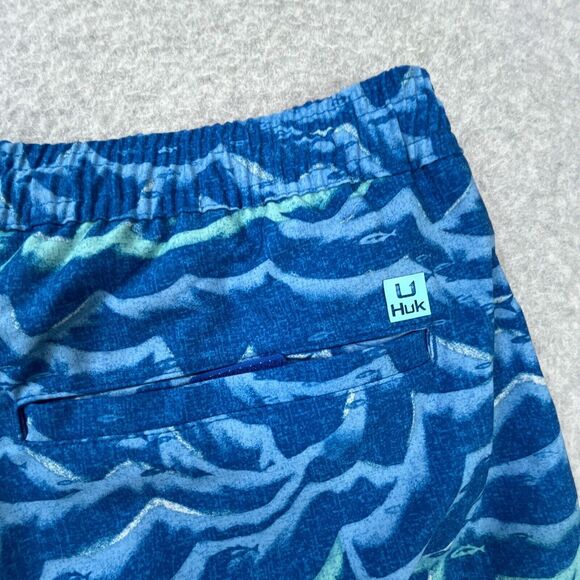 Huk Waves Volley 5.5 Board Shorts Mens Sz XL Blue Lined Drawstring Swim Trunks - Picture 13 of 13